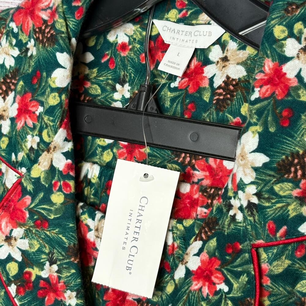 Charter Club Printed Cotton Flannel Holiday Christmas Pajama Set New Size Large - Picture 7 of 15
